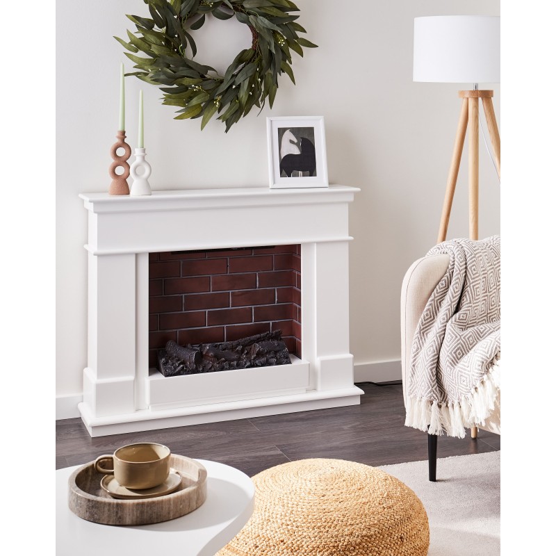 Kominek elektryczny z funkcją grzania NAMIB Z pilotem Biały