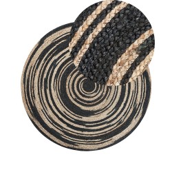 Dywan okrągły z juty ⌀ 140 cm beżowo-czarny ARTORA