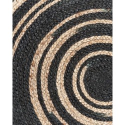 Dywan okrągły z juty ⌀ 140 cm beżowo-czarny ARTORA
