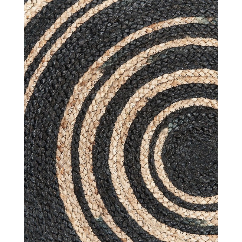 Dywan okrągły z juty ⌀ 140 cm beżowo-czarny ARTORA