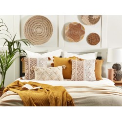 Poduszka dekoracyjna MALUS Bawełna 45 x 45 cm Jasnobrązowy Wzór orientalny