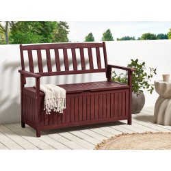 Ławka ogrodowa SOVANA 120 cm ze schowkiem Drewno akacjowe Bordowy