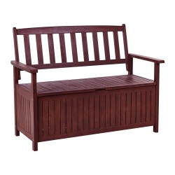 Ławka ogrodowa SOVANA 120 cm ze schowkiem Drewno akacjowe Bordowy