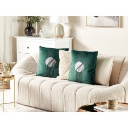 Zestaw 2 poduszek dekoracyjnych CEROPEGIA Welur 45 x 45 cm Szmaragdowy Wzór geometryczny