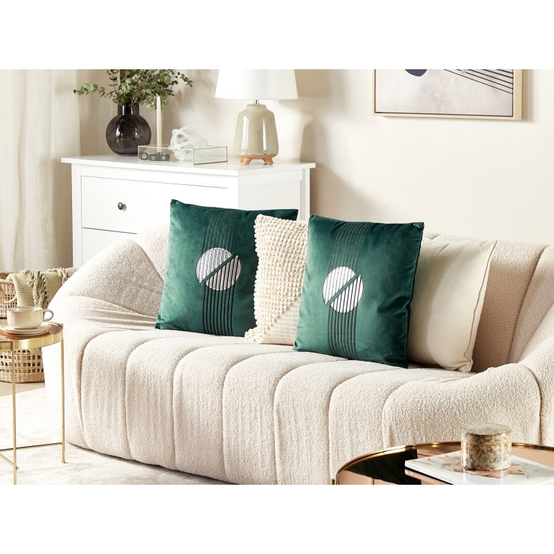 Zestaw 2 poduszek dekoracyjnych CEROPEGIA Welur 45 x 45 cm Szmaragdowy Wzór geometryczny