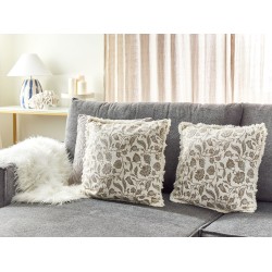 Zestaw 2 poduszek dekoracyjnych LIVISTONA Bawełna 45 x 45 cm Biały Wzór kwiatowy
