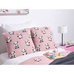 2 poduszki dla dzieci bawełniane w pandy 45 x 45 cm różowe TALOKAN