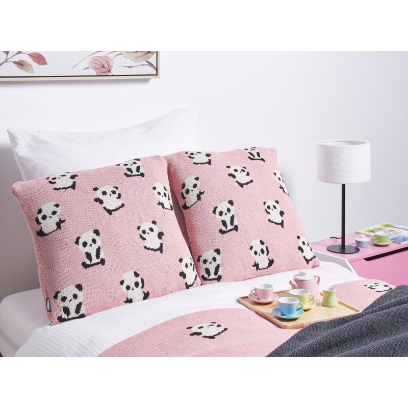 2 poduszki dla dzieci bawełniane w pandy 45 x 45 cm różowe TALOKAN