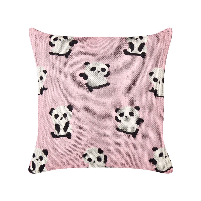 2 poduszki dla dzieci bawełniane w pandy 45 x 45 cm różowe TALOKAN