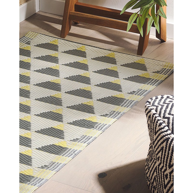 Dywan zewnętrzny 60 x 105 cm szaro-żółty HISAR