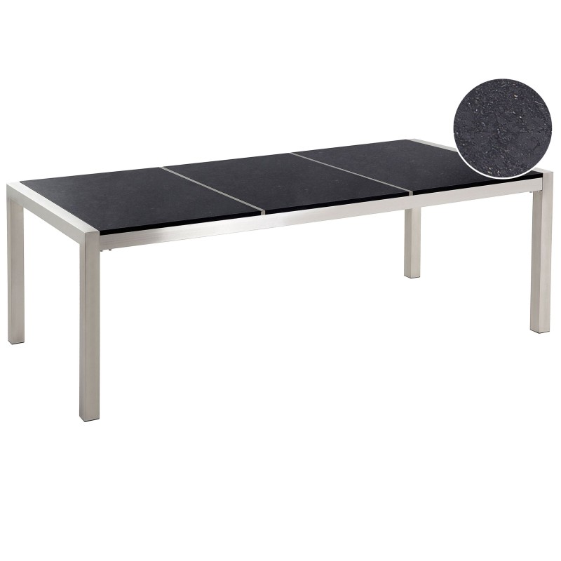 Stół ogrodowy GROSSETO 220 cm 100 cm Polerowany Granit Czarny