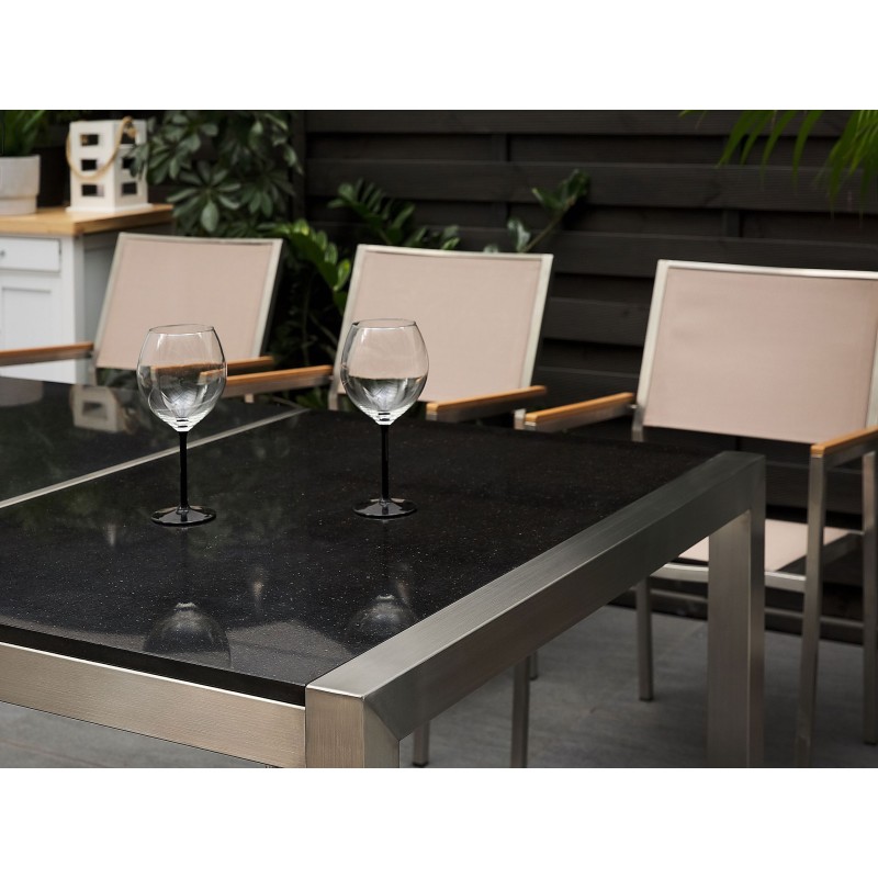 Stół ogrodowy GROSSETO 220 cm 100 cm Polerowany Granit Czarny