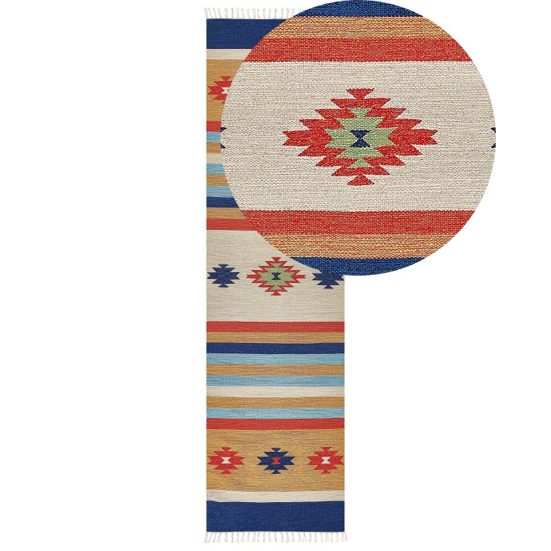 Dywan bawełniany kilim 80 x 300 cm wielokolorowy TARONIK