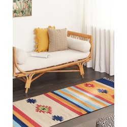 Dywan bawełniany kilim 80 x 300 cm wielokolorowy TARONIK