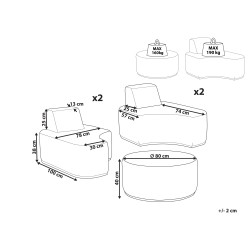 Zestaw ogrodowy ze stolikiem dla 4 osób FABRO Modułowy Jasnoszary
