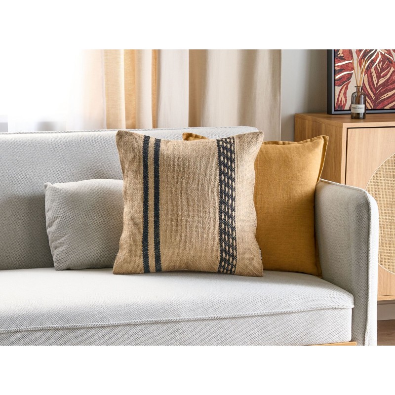 Poduszka dekoracyjna DESALIX Juta 45 x 45 cm Beżowy W paski