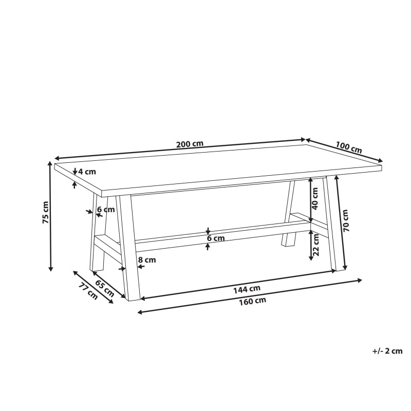 Stół ogrodowy TONNARE 100 cm 200 cm Beton Szary