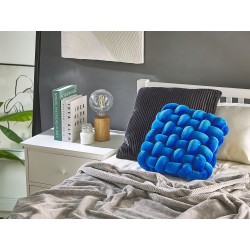 Welurowa poduszka dekoracyjna supeł 30 x 30 cm niebieska SIRALI