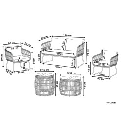 Zestaw ogrodowy ze stolikiem dla 4 osób RAVELLO Technorattan Naturalny