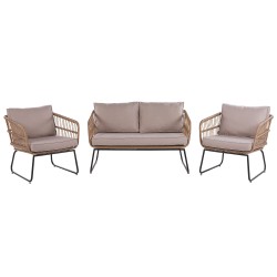 Zestaw ogrodowy ze stolikiem dla 4 osób RAVELLO Technorattan Naturalny