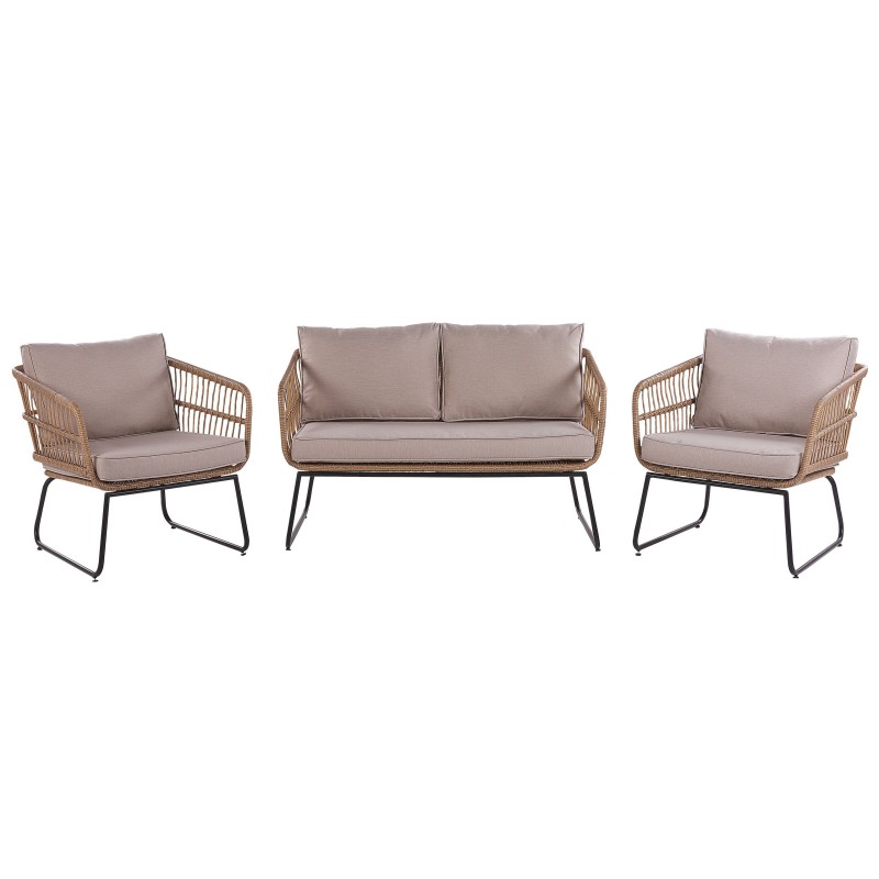 Zestaw ogrodowy ze stolikiem dla 4 osób RAVELLO Technorattan Naturalny