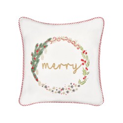 Zestaw 2 poduszek dekoracyjnych EUCHARIS Welur 45 x 45 cm Biały Wzór świąteczny