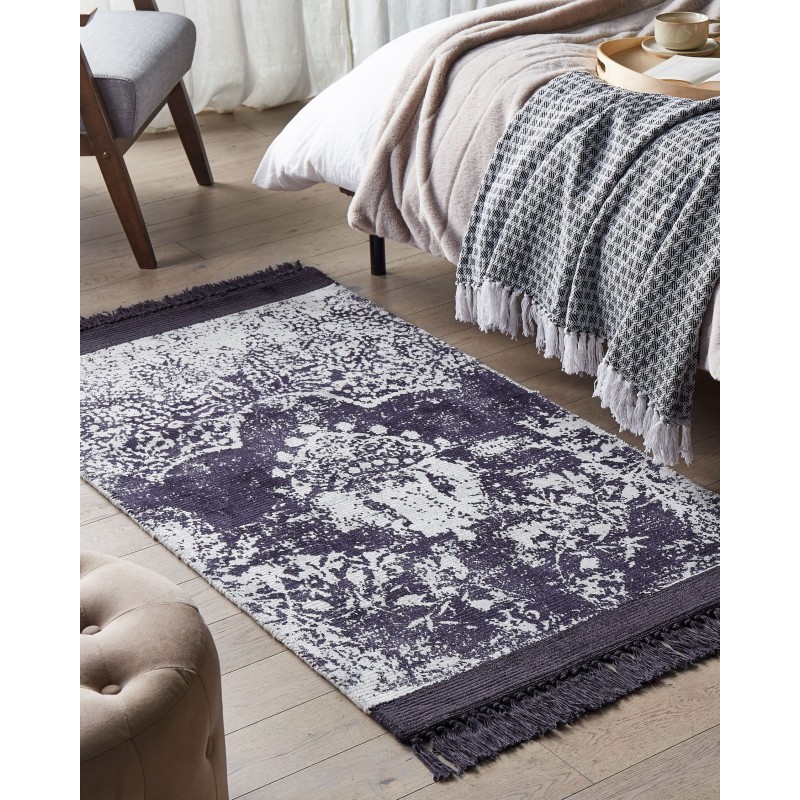 Dywan z wiskozy 80 x 150 cm fioletowy z białym AKARSU