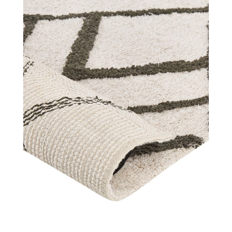 Dywan bawełniany włochacz 160 x 230 cm złamana biel z zielonym YESILKOY