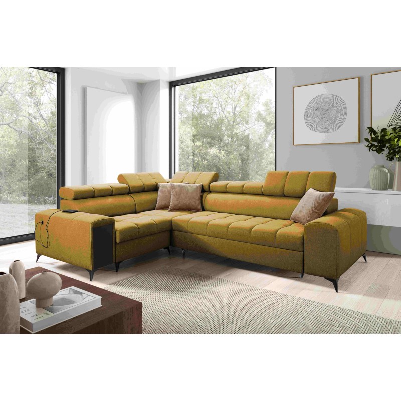 Venna II - Luxury Corner Sofa with Sleeping Function, USB Port and Bar | [Your Company]