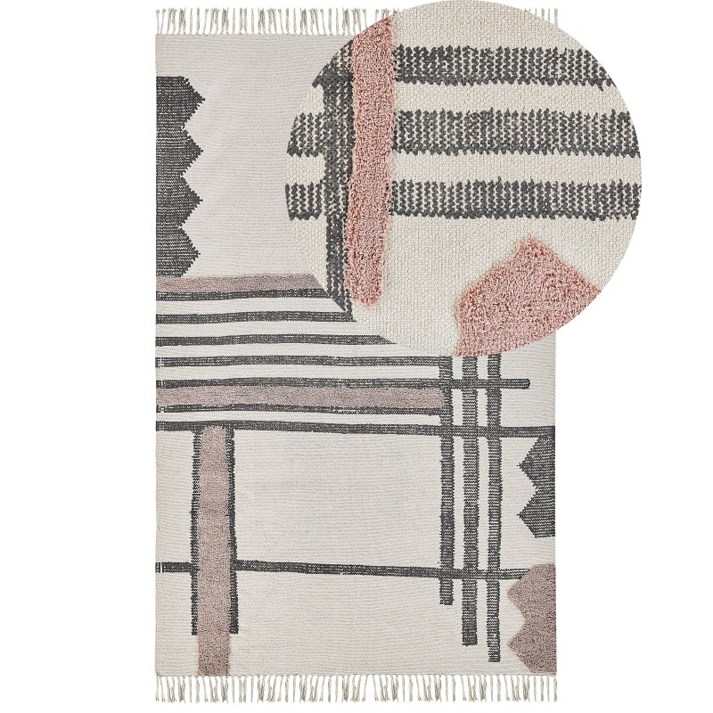 Dywan bawełniany 140 x 200 cm beżowo-czarny MURADIYE