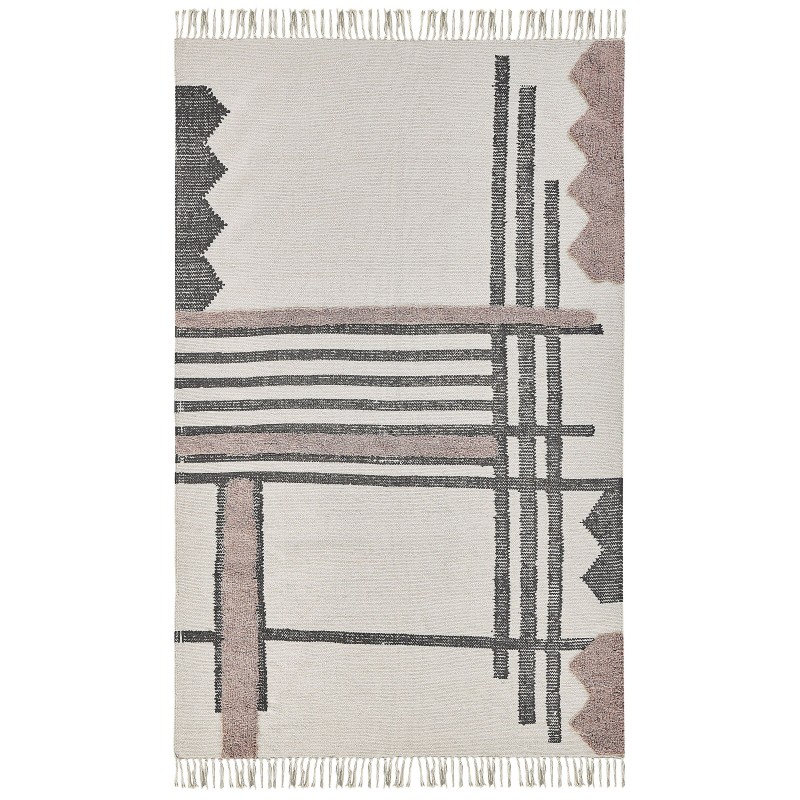 Dywan bawełniany 140 x 200 cm beżowo-czarny MURADIYE