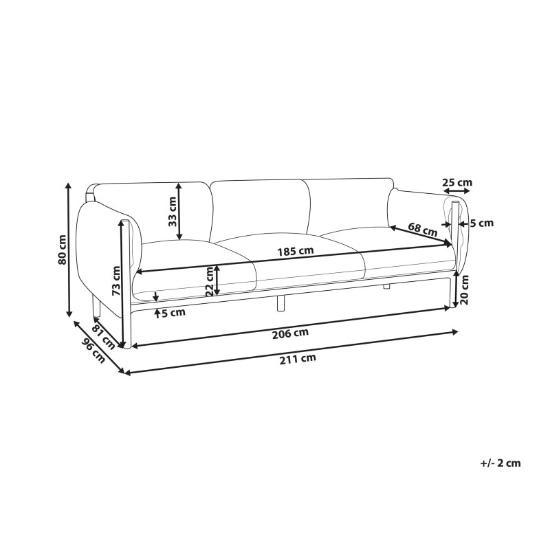 Sofa ogrodowa 3-osobowa jasnoszara ESPERIA