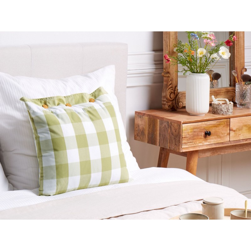 Poduszka dekoracyjna TAMNINE 45 x 45 cm Jasnozielony W kratkę