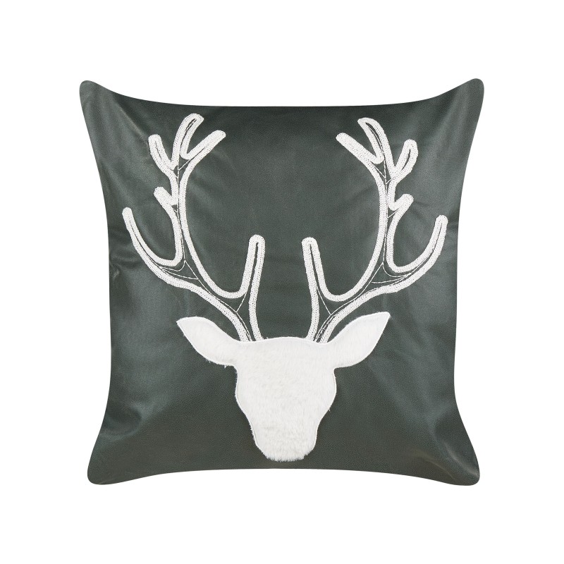 Zestaw 2 poduszek dekoracyjnych BICOCCA Welur 45 x 45 cm Ciemnozielony Wzór świąteczny