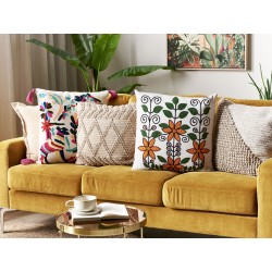 Poduszka dekoracyjna VELLORE Bawełna 50 x 50 cm Kolorowy Wzór kwiatowy
