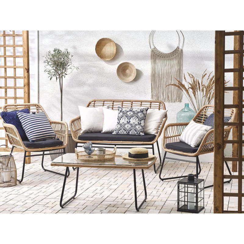 Zestaw ogrodowy ze stolikiem dla 4 osób MINORI Technorattan Beżowy