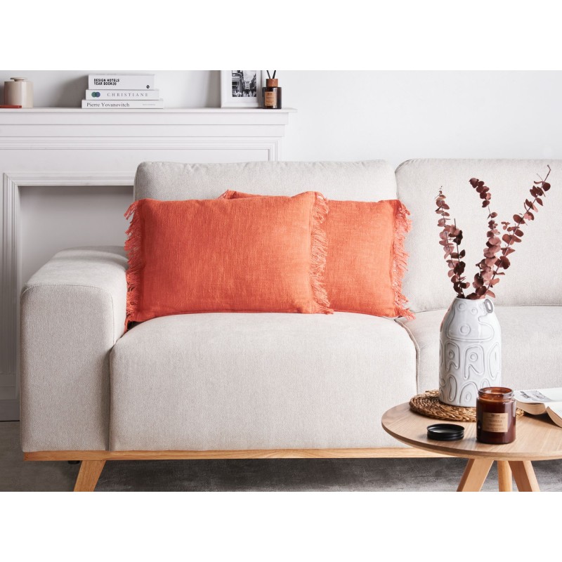 Zestaw 2 poduszek dekoracyjnych MABA Bawełna 50 x 35 cm Pomarańczowy Jednolity