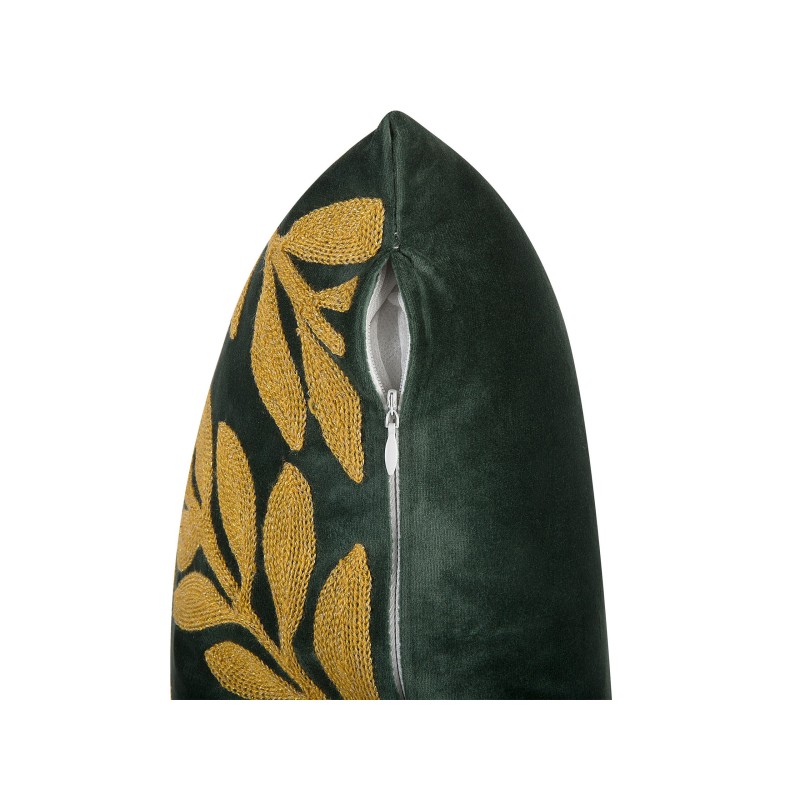 Zestaw 2 poduszek dekoracyjnych MISTLETOE Welur 45 x 45 cm Zielony Złoty Wzór roślinny