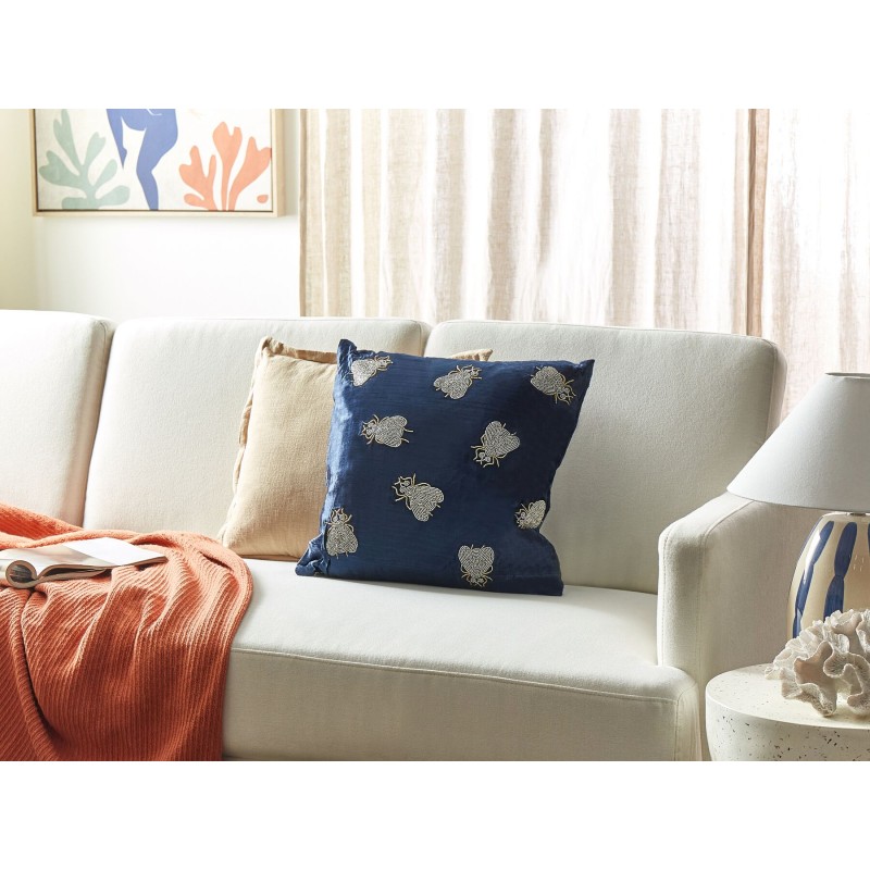 Poduszka dekoracyjna PENTAS Welur 45 x 45 cm Granatowy Wzór zwierzęcy