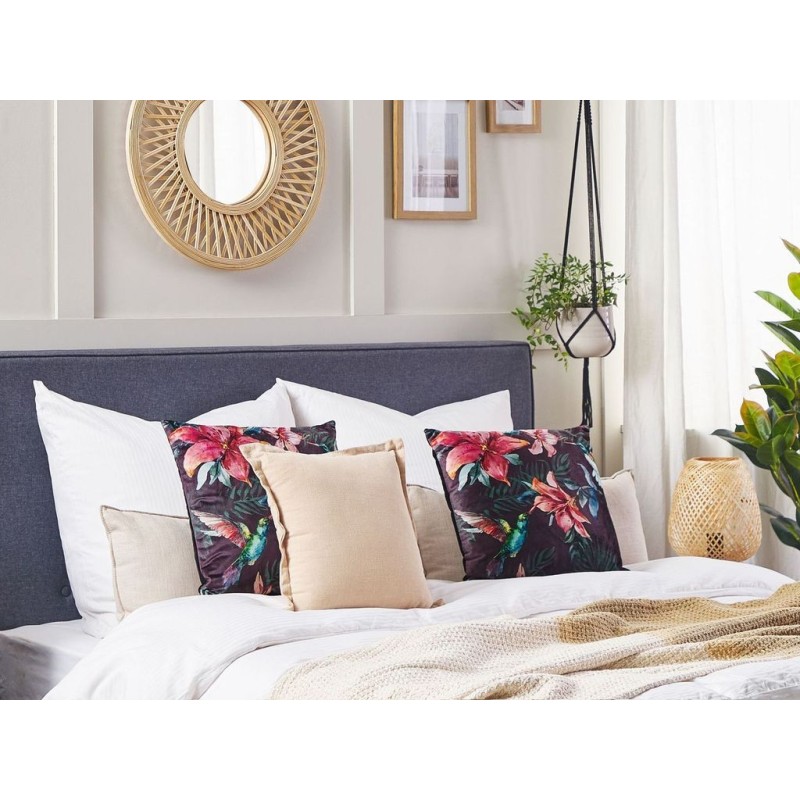 Zestaw 2 poduszek dekoracyjnych DICHONDRA Welur 45 x 45 cm Kolorowy Wzór kwiatowy