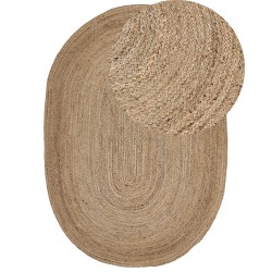 Dywan owalny jutowy 160 x 230 cm beżowy DEMIRCI