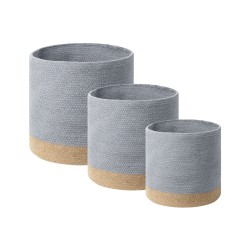 Zestaw 3 koszy BASIMA Bawełna Szary