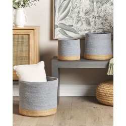 Zestaw 3 koszy BASIMA Bawełna Szary