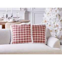 Zestaw 2 poduszek dekoracyjnych BROOKIES 45 x 45 cm Bordowy Wzór świąteczny