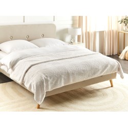 Narzuta na łóżko SURMI Sztuczne futro 200 x 220 cm Złamana biel