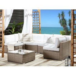 Narożnik ogrodowy ze stolikiem dla 6 osób BELVEDERE Technorattan Biały