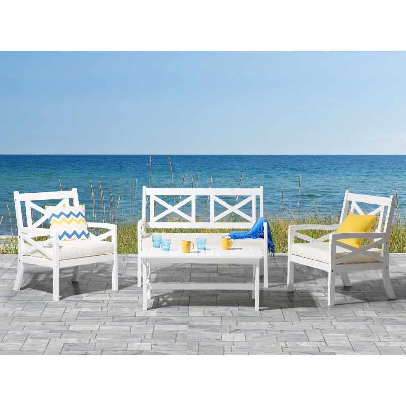 Stół ogrodowy BALTIC 55 cm 100 cm Drewno akacjowe Biały