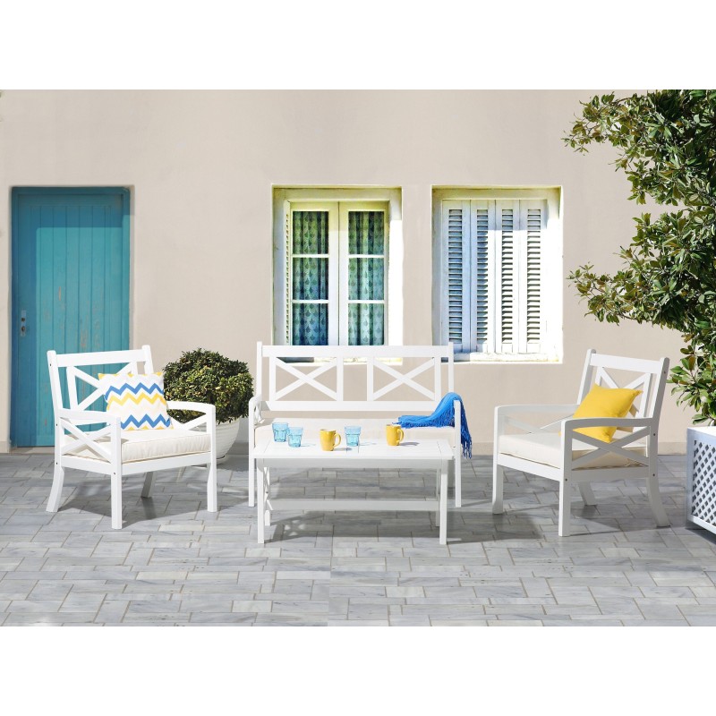 Stół ogrodowy BALTIC 55 cm 100 cm Drewno akacjowe Biały