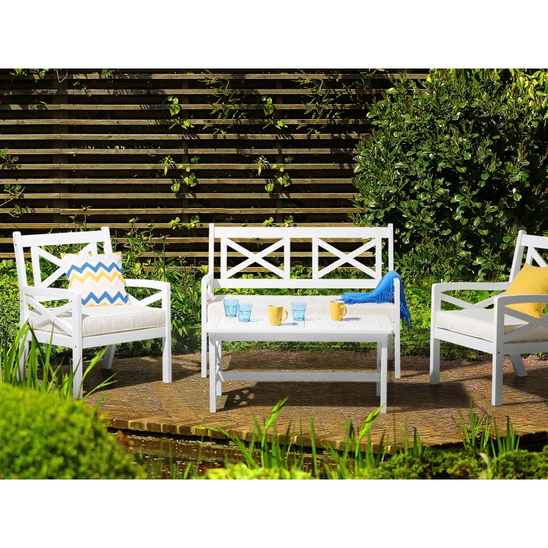 Stół ogrodowy BALTIC 55 cm 100 cm Drewno akacjowe Biały