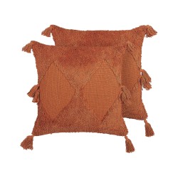 Zestaw 2 poduszek dekoracyjnych AVIUM Bawełna 45 x 45 cm Pomarańczowy Wzór geometryczny